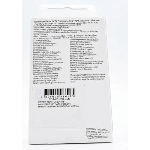 Offre limitée : Samsung Chargeur USB C 45W, Adaptateur Secteur 45W Ultra Rapide, Adaptateur USB C vers USB, Authentique Chargeur Samsung Ultra Rapide, sans câble, Noir de 16.31 € à 16.31 € (0.00% de remise)