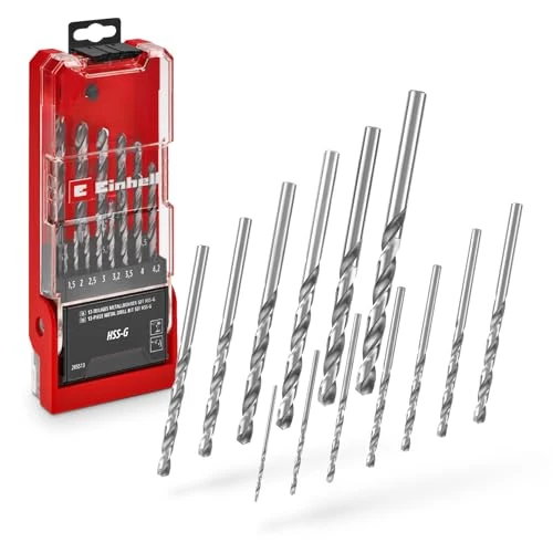 Offerta a tempo: Originale Einhell set di punte per metallo HSS-G da 13 pezzi (acciaio HSS 4241, altamente lucidato, punta spaccata a 135°, spirale fresata tipo N, codolo tondo, inclusa scatola di custodia) - -32.72% da 15.89 € a 21.09 €