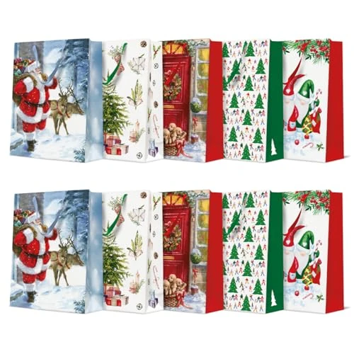 Zeitlich begrenztes Angebot: PAW Weihnachts-Geschenktüten 30 x 41 x 12 cm – 10 Stück | Mix aus 5 Designs | Geschenktüten mit Stoffgriff | Weihnachtstüten | Stilvolle Weihnachtstaschen für Geschenke von 21.86 € auf 21.86 € (0.00% Rabatt)