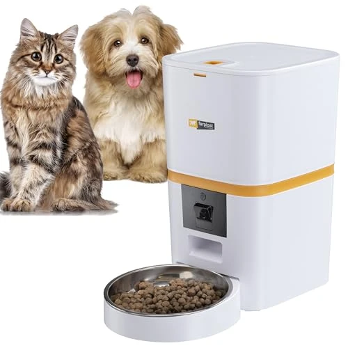 Limited-time offer: Ferplast Automatic Cat Feeder Dog Feeder RISTO PET SMART– 6L APP Control Cat and Dog Feeder, WiFi, Night Vision Camera, Microphone and Speaker, Stainless Steel Bowl from 127.31 GBP to 127.31 GBP (save 0%)