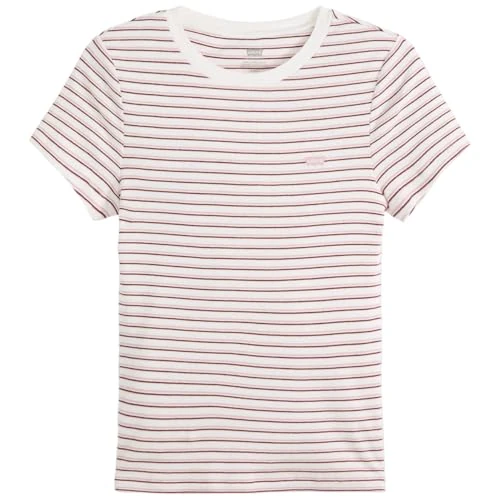 Levi's Essential Housemark T-Shirt à Manches Courtes pour Femme, Gianna Stripe Zephyr, L