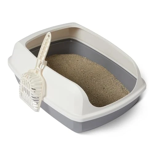 Offerta a tempo: Amazon Basics - Lettiera per Gatti Alta e Aperta, Facile da Pulire, con Paletta, Bianco/Grigio, 50,5cm x 38,0cm x 20,0cm - 0.00% da 23.35 € a 23.35 €