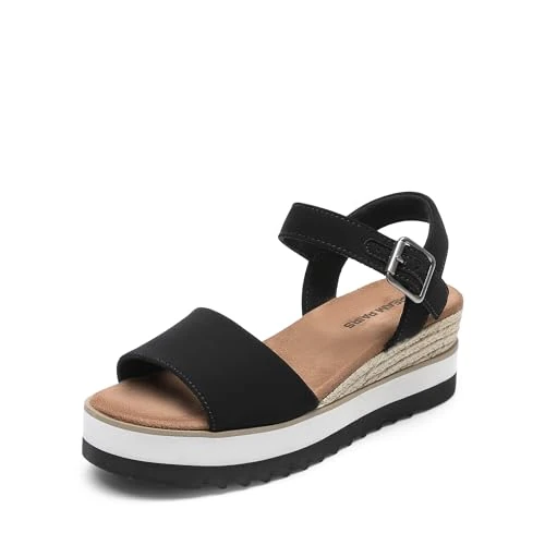 Offerta a tempo: DREAM PAIRS Sandali con Zeppa e Plateau con Cinturino alla Caviglia e Fibbia a Punta Aperta da Donna,Size 40,Nero,DWUMPS2504 - 9% da 38.99 € a 35.52 €