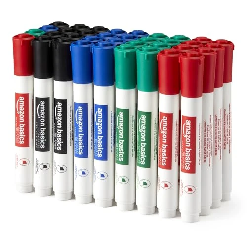 Limitiertes Angebot: Amazon Basics Low-Odor Dry Erase Whiteboard Markers, Chisel Tip, 4 Assorted Colors, 36 Count von 16.79 EUR auf 15.74 EUR (Spare 6%)