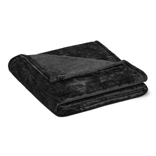 Amazon Basics Fleecedecke, 127 x 152 cm, Schwarz