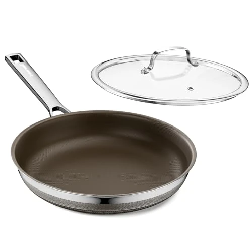 Offre limitee: Innerwell Poêle à Frire en Céramique 28 cm avec Couvercle, Grande Poêle à Induction avec Antiadhésif en Titane, Poêle Anti-rayures en Acier Inoxydable Tri-ply, Sans PFOA, Marron de 34.63 EUR a 34.63 EUR (economie 0%)