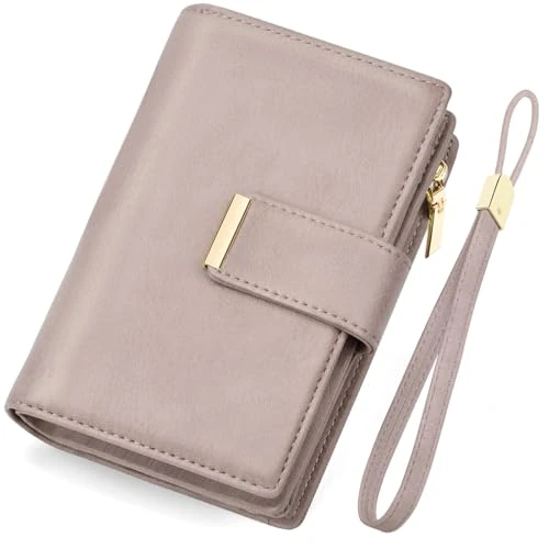 Offerta a tempo: KTUEOV Portafoglio Donna, Medio Portamonete Cerniera in Pelle con Blocco RFID 8 Slot per Carte Scomparto per Monete e Cordino Staccabile Portafogli Donna Classico - 20% da 9.99 € a 7.99 €