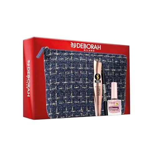 Deborah Milano Cadeauset voor dames, met Maxi Volume onmiddellijke mascara, 48 uur extra zwarte eyeliner en 8,5 ml versterkend email, nr. 6