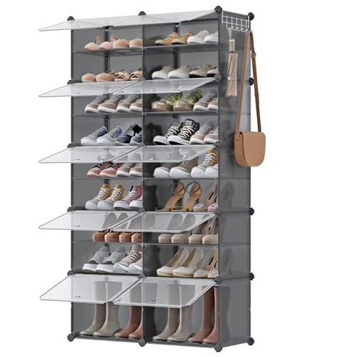 Offerta a tempo: SONGMICS Scarpiera, Scaffale Modulare a 10 Scomparti per 40 Paia di Scarpe da Ingresso, con Sportelli, Telaio in Acciaio e Ripiani in Plastica, Camera da Letto, Grigio Ardesia e Trasparente LPC035G01 - 20% da 39.99 € a 31.99 €