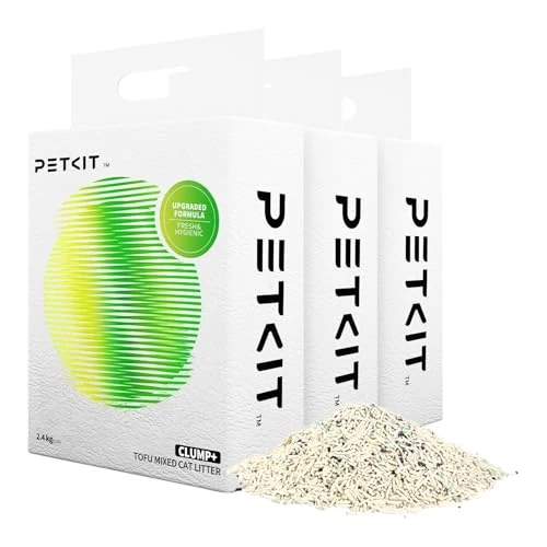 Offre limitée : PETKIT Litière Mixte 5 en 1 pour Chats, Chasse d'eau,sans Odeur, avec Charbon Actif, Total 7.2 kg, Ultra Absorbante et à Séchage Rapide Litière Tofu pour Chats(3 Sacs,2.4kg/Sac) de 49.99 € à 29.65 € (41% de remise)