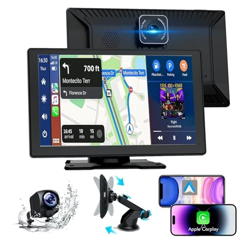 Oferta limitada: Pantalla Coche, 9" Pantalla Carplay Coche para Apple y Android con HD 1080P Cámara Trasera y Delantera, Navegación GPS, Bluetooth 5.2, Control por Voz Manos Libres, Mirror Link, AUX, FM de 77.61 € a 66.54 € (ahorro 14%)