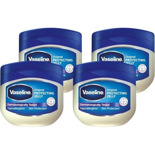 Offerta a tempo: Vaseline Original Protecting Jelly, Crema Protettiva e Riparatrice, Adatta alle Pelli Sensibili, Pelle Secca Nutrita, Barriera Cutanea Rigenerata, Con Gelatina di Petrolio Puro, 4x 100ml - 33% da 18.99 € a 12.64 €