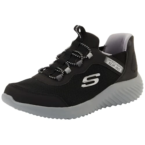 Offerta a tempo: Skechers Bambini e ragazzi Bounder Brisk-Burst Slip-In ALLENATRICE, Black Synthetic / Textile / Charcoal Trim, 28 EU - 15% da 44.95 € a 38.39 €