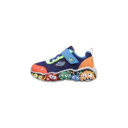 Limited-time offer: Skechers Baby Boy's Play Scene Sneaker, Navy & Blue Textile/Lime & Red Synthetic/Mu, 7 UK from 39.00 £ to 25.83 £ (save 34%)