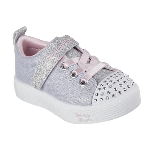 Offerta a tempo: Skechers Bimba 0-24 Heart Steps Shimmer Sweetie Scarpe da Ginnastica, Gray Textile/Pink Trim, 23 EU - 27% da 39.95 € a 28.98 €