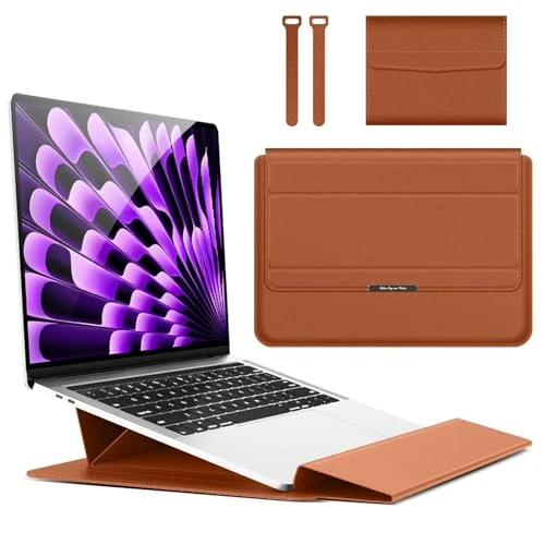 Offerta a tempo: Hinnwer 15 15,6 16,1 Pollici Custodie per PC Portatile Borsa Funzione Stand per MacBook Air 13 M3/M2/M1 A3113 A2681 A2337, MacBook Pro 14 M4/M4 Pro/M4 Max A3112 A3401 A3185 A2992 A2918 A2779 Marrone - 11% da 23.99 € a 21.24 €