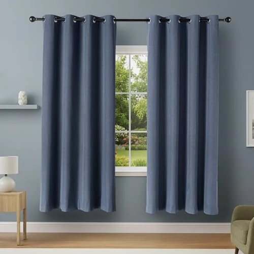 Limited offer: Amazon Basics 100% Blackout Curtains with Grommets, 2 Panels, 52 x 84 Inches, Navy from 21.59 EUR to 21.59 EUR (save 0%)