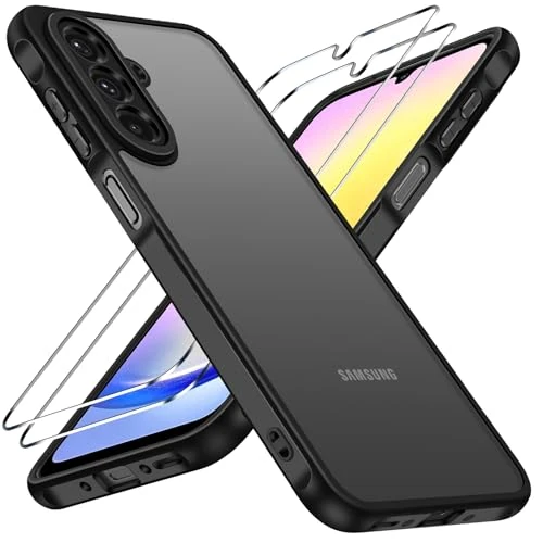 Oferta limitada: ivoler Funda Mate Negro para Samsung Galaxy A26 5G con 2 Piezas Cristal Templado, [Protección Lente Cámara] [Protección Militar] Carcasa Protectora Antigolpes Trasera Translúcida Antihuellas Case de 11.95 EUR a 11.95 EUR (ahorro 0%)