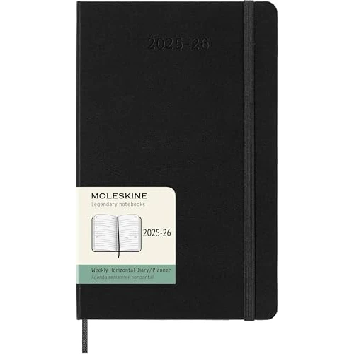 Oferta limitada: Moleskine Weekly Planner 2025-2026, Agenda Semanal 18 Meses, Agenda Horizontal Con Tapa Dura y Cierre Elástico, Formato Grande 19 x 25 cm, Color Negro de 29.90 EUR a 8.97 EUR (ahorro 70%)