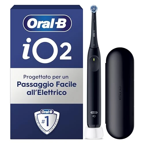 Oral-B iO Series 2 Electric Toothbrush, 1 Replacement Brush, 3 Cleaning Modes for Dental Care, Magnetic Technology, Travel Case, Designed by Braun, Night Black