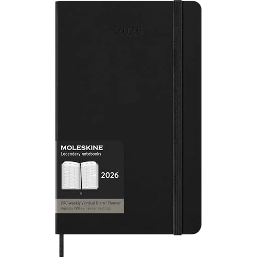 Offre limitee: Moleskine Agenda Hebdomadaire, Agenda Hebdomadaire Vertical Pro 12 Mois 2025, Couverture Rigide et Fermeture Élastique, Couleur Noire, Format Large 13x21 cm de 31.66 EUR a 31.66 EUR (economie 0%)