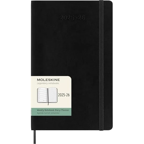 Limited offer: Moleskine Weekly Planner 2025-2026, 18-Month Weekly Planner With Note Space, Soft Cover and Elastic Closure, Large 13 x 21 cm, Colour Black from 27.08 EUR to 17.60 EUR (save 35%)