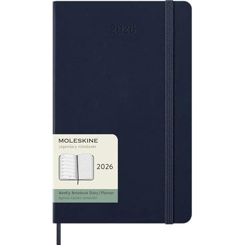 Offerta a tempo: Moleskine Weekly Planner, Agenda Settimanale 2026 12 Mesi Con Spazio Per Note, Con Copertina Rigida e Chiusura Elastica, Formato Large 13 x 21 cm Colore Blu - 50% da 26.90 € a 13.45 €