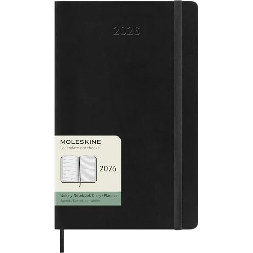 Oferta limitada: Moleskine Agenda Semanal, Agenda Semanal 2026 12 Meses Con Espacio Para Notas, Con Tapa Blanda y Cierre Elástico, Formato Grande 13x21 cm, Color Negro de 26.90 EUR a 18.49 EUR (ahorro 31%)