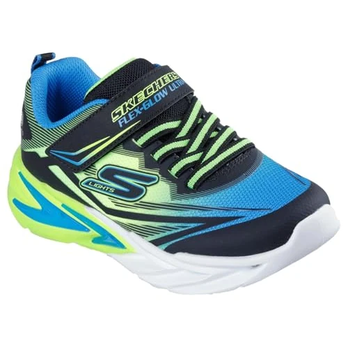 Skechers Flex-Glow Ultra Sneaker, zwart blauw limoen, 10.5 UK