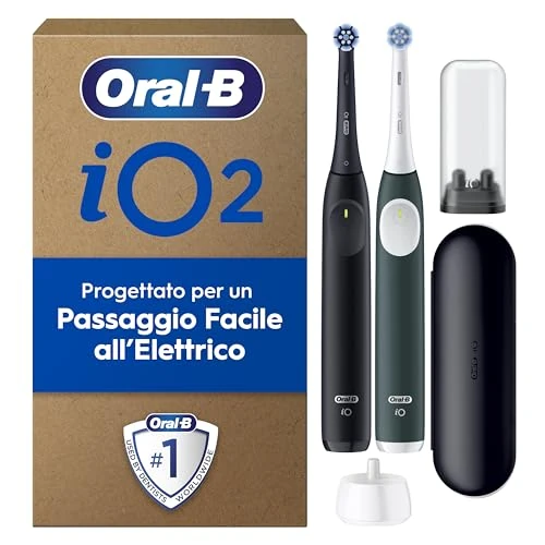 Oral-B iO Series 2 Electric Toothbrush, Duo Pack, Night Black/Forest Green