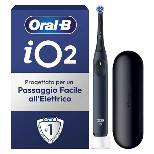 Oral-B iO Series 2 Electric Toothbrush, 1 Replacement Brush, 3 Cleaning Modes for Dental Care, Magnetic Technology, Travel Case, Designed by Braun, Ocean Blue