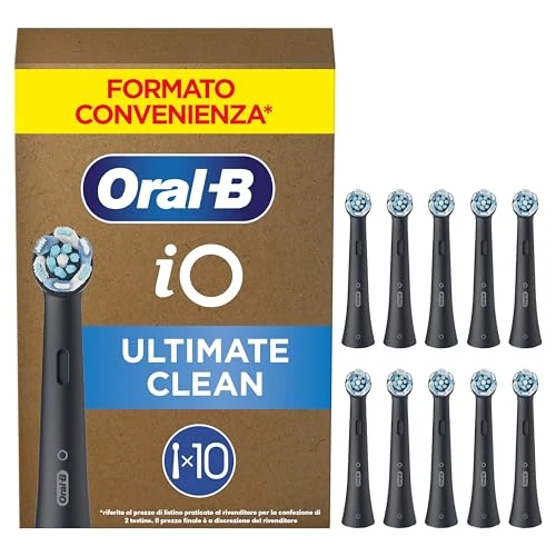 Offerta a tempo: Oral-B Testine di Ricambio iO Series Ultimate Clean Nere per Spazzolino Elettrico Oral B, 10 Testine Rotonde Autentiche, con setole CrissCross per rimuovere la placca — 50% da 99,99 € a 49,98 €