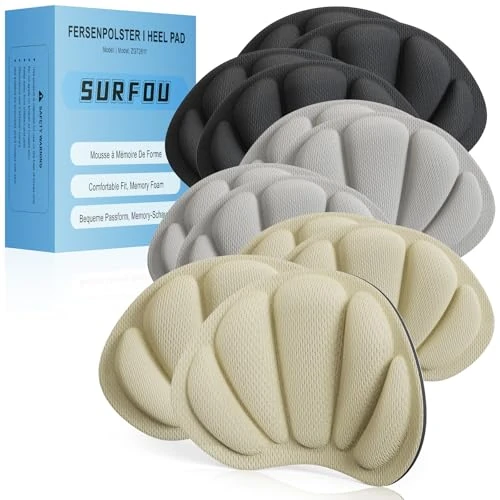 SURFOU Coussinet Talon Chaussure Trop Grande, Semelle Autocollante Antidérapante, Memory Foam Talonnette, Protège Confortables Contre Frottement et Ampoules, 6 Paires