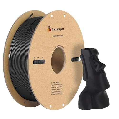 NextShapes Standardowy filament PLA, 1,75 mm, dokładność wymiarowa +/- 0,02 mm, PLA, idealnie zrolowany, szybki druk, odpowiedni do większości drukarek 3D FDM (czarny, 1000 g)