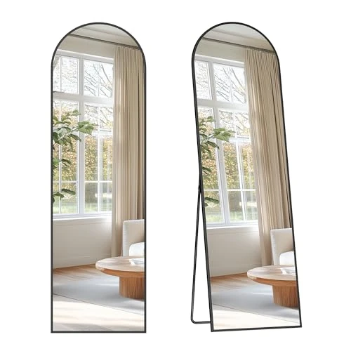 Offerta a tempo: SONGMICS Specchio a Figura Intera, 150 x 40 cm, Specchio da Terra ad Arco con Supporto, Cornice in Lega di Alluminio, Vetro Temperato, Camera da Letto Soggiorno, Natale, Nero Inchiostro LFM035B01 - 15% da 45.99 € a 39.09 €