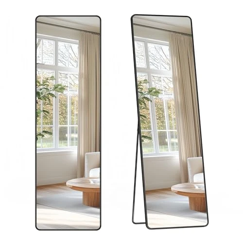 Offre limitée : SONGMICS Miroir Intégral, Cadre en Alliage d’Aluminium, 150 x 40 cm | Miroir Rectangulaire sur Pied, Poser au Sol, Verre Trempé, Coins Arrondis, Noir D'Encre, Collection BERIT LFM034B01 de 59.99 € à 56.99 € (5% de remise)