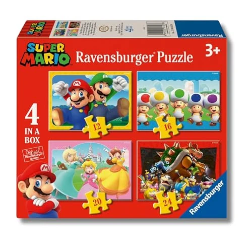 Limitiertes Angebot: Ravensburger - 2D-Puzzle für Kinder, 4 in Box-12/16/20/24 Teile-Super Mario, 12004107 von 14.98 EUR auf 13.72 EUR (Spare 8%)
