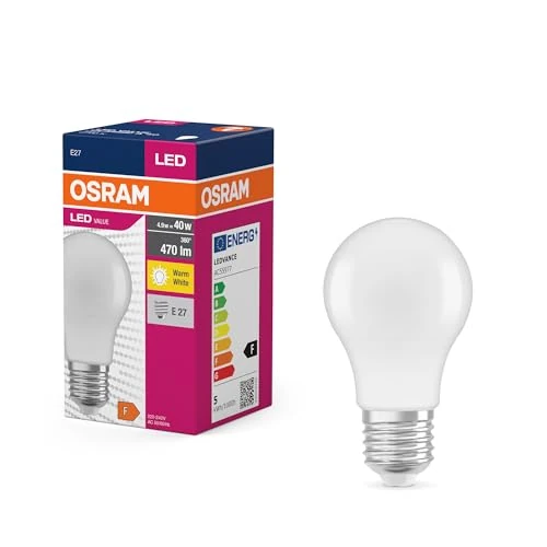 Oferta limitowana: OSRAM LED Star Value Classic A40 Żarówka LED do gniazda E27, kształt gruszki, FR, 470 lumenów, ciepła biel (2700K), zamiennik konwencjonalnych żarówek 40W, bez możliwości ściemniania z 4.99 zł na 4.99 zł (oszczędź 0.00%)