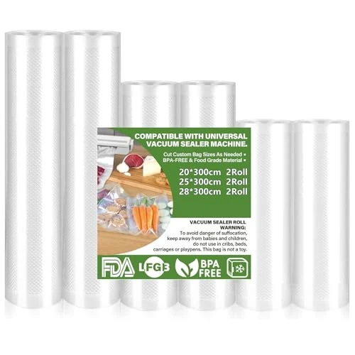KOOSREEL Vakuumierfolie 6 Rollen Vakuumierbeutel Vacuum Food Sealer Rolls Bags, PA+PE
