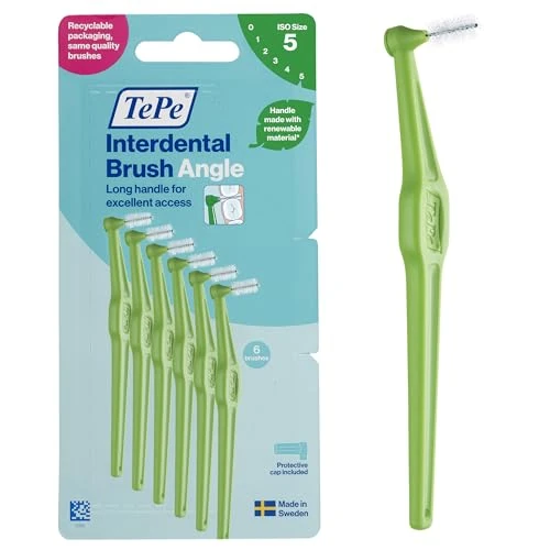 Offerta a tempo: Scovolino TePe, Angle, Verde, 0.8mm/ISO 5, 6pz, pulizia interdentale facile ed efficace, rimozione placca interdentale, per spazi larghi, Confezione in cartone - 3% da 7.80 € a 7.53 €