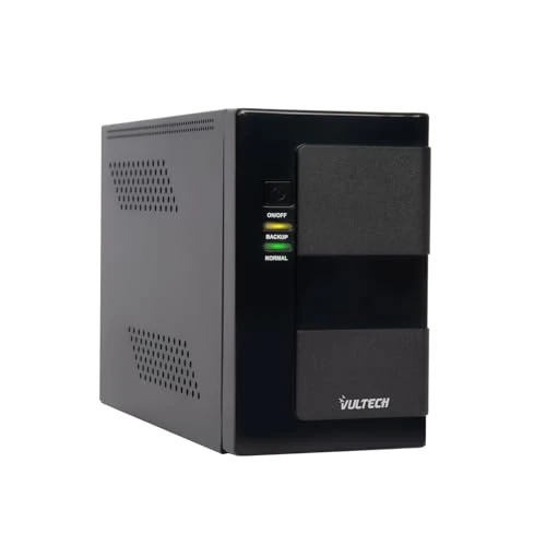VulTech UPS650VA-LFP-NAS zasilacz UPS do komputera stacjonarnego i sieciowego dysku twardego, 650 VA 350 W, bateria litowa, linia interaktywna, dioda LED, 2 gniazda 10-16A Schuko, Overload, AVR