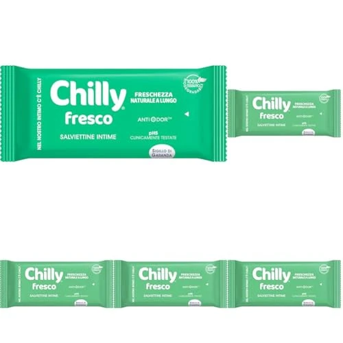 Chilly Pocket - Toallitas Gel, Íntimas Aptas Para Uso Diario, Fórmula Fresca, Es, 12 Unidad (Paquete de 5)