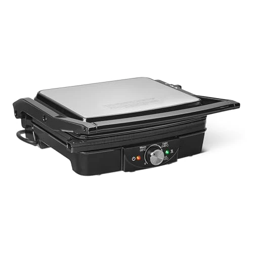 Offerta a tempo: Amazon Basics - Griglia elettrica a contatto con controllo della temperatura, piastre antiaderenti, 2000 W, nero - 30% da 33.57 € a 23.39 €