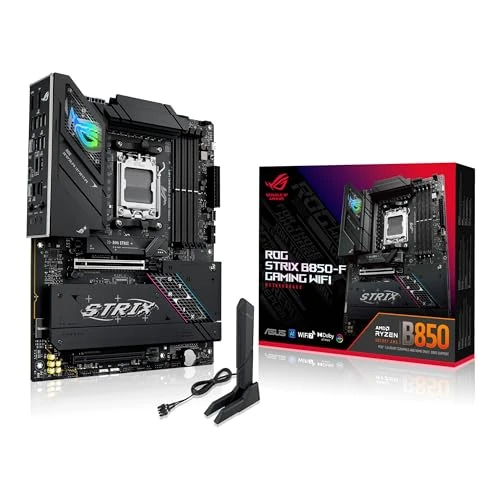 ASUS ROG Strix B850-F Gaming WiFi AMD motherboard, 16+2+2 power stages, DDR5 slots, four M.2 slots, PCIe 5.0, total support of 19 USB ports including USB 20Gbps Type-C and Aura Sync RGB