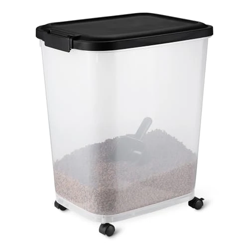 Amazon Basics Pet Food Storage Container, 15.8 kg,Transparent and Black