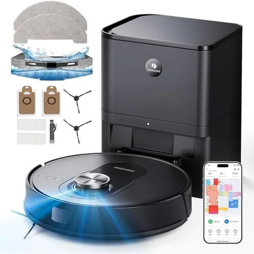 Limitiertes Angebot: Proscenic Q8 Max Saugroboter mit Wischfunktion, 6000Pa 200min Staubsauger Roboter mit Absaugstation 3L Staubbeutel, Intelligentes Laser Navigation mit 5 Karten, Steuerung über APP Alexa Google Siri von 289.00 EUR auf 127.64 EUR (Spare 56%)