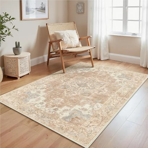 Offerta a tempo: GENIMO - Tappeto Vintage 120x170cm - Antiscivolo, Lavabile, Con Pelo Corto - Per Soggiorno, Camera da Letto, Cucina - Arancione - 27% da 51.99 € a 37.99 €