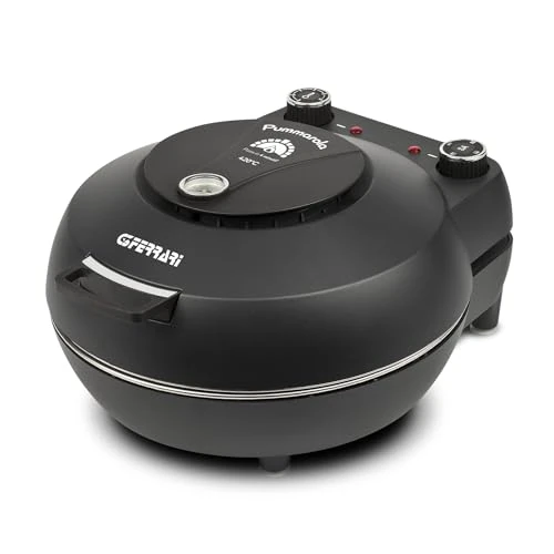 G3 Ferrari G10199 Pummarola Horno para Pizza, Hasta 420 °C, 1200W, Piedra Refractaria, Paredes Frías, Palas Inox, Recetario Incluido, Indicador de Temperatura, Cierre Amortiguado, Negro Mate