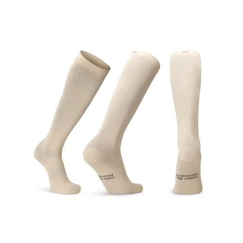 DANISH ENDURANCE Bio-Baumwolle Kompressionsstrümpfe, 14-18 mmHg, Unisex, für Damen & Herren, 1 oder 3 Paar (Beige, 35-38)