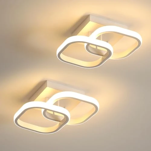 Offre limitée : Mckalen 2 Pièces Plafonnier LED en Aluminium 22W, Blanc Chaud 3000K, Blanc | Carré Lampe de Plafond 22W 2475LM, Moderne Luminaire Plafonnier pour Couloir Cuisine Escalier Salon Chambre de 43.99 € à 43.99 € (0.00% de remise)